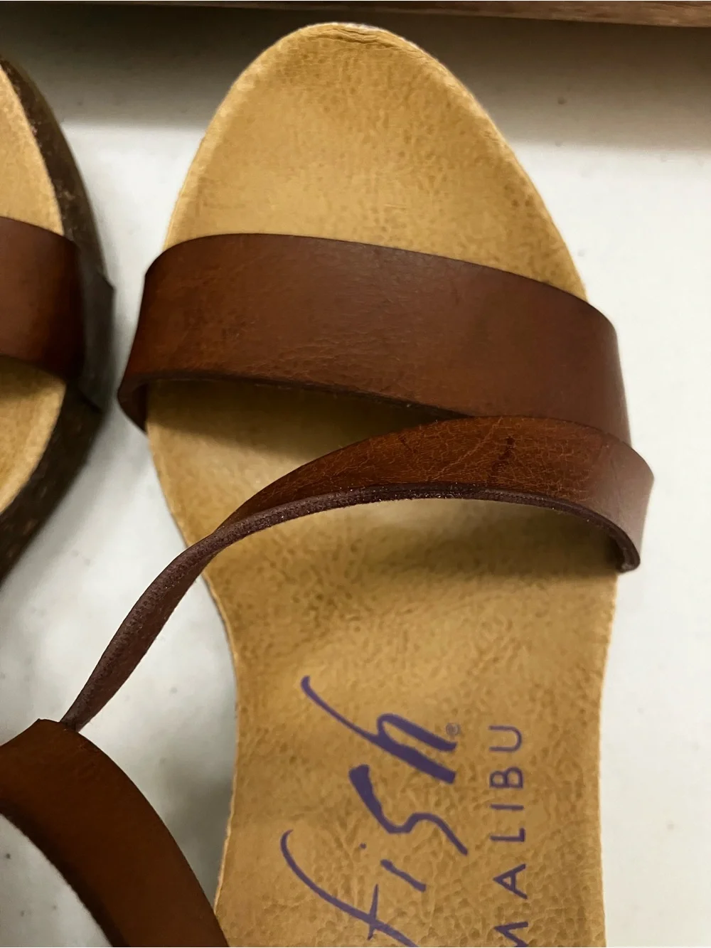 Blowfish Malibu Brown Platform Wedge Sandals Size 8 Boho Ankle Strap Cork Look - Picture 9 of 12